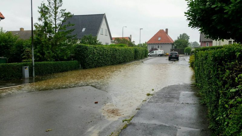 Oversvømmelse efter kraftig torden og skybrud i Korsør.