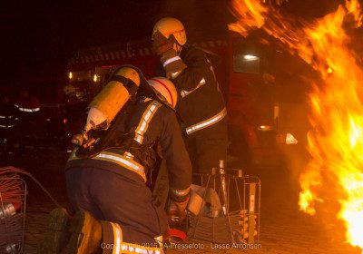 Ungdomsbrandvæsnet på samarbejdsøvelse i Benløse.