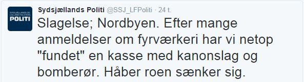 Tweet fra Sydsjælland og Lolland-Falsters Politi.