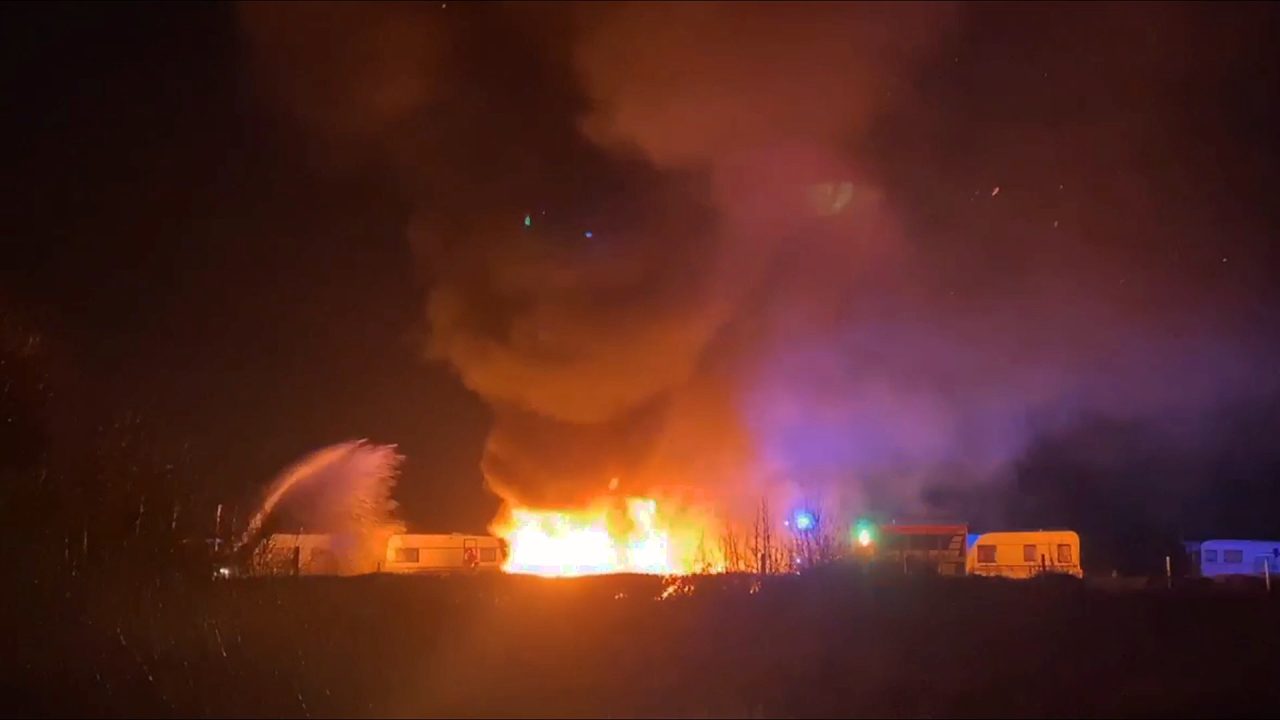 Brand i campingvogn hos Storebælt Camping i Korsør.